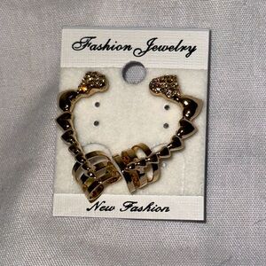 Gold heart ear cuff earrings